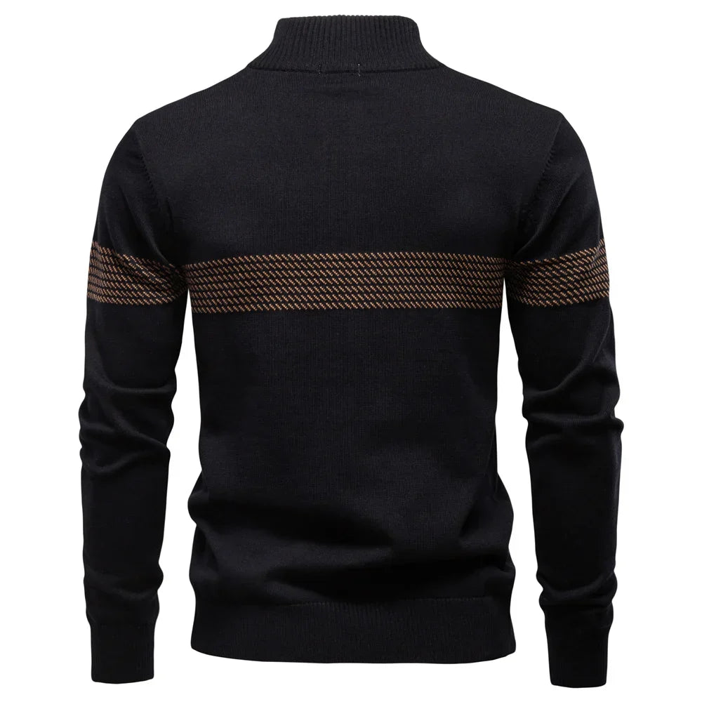 Pull demi-zip en maille torsadée
