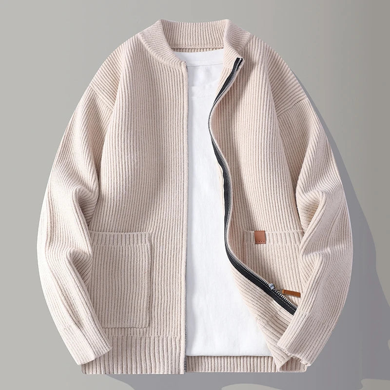 Veste zippée en maille côtelée