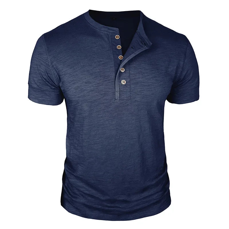 T-shirt col tunisien boutonné