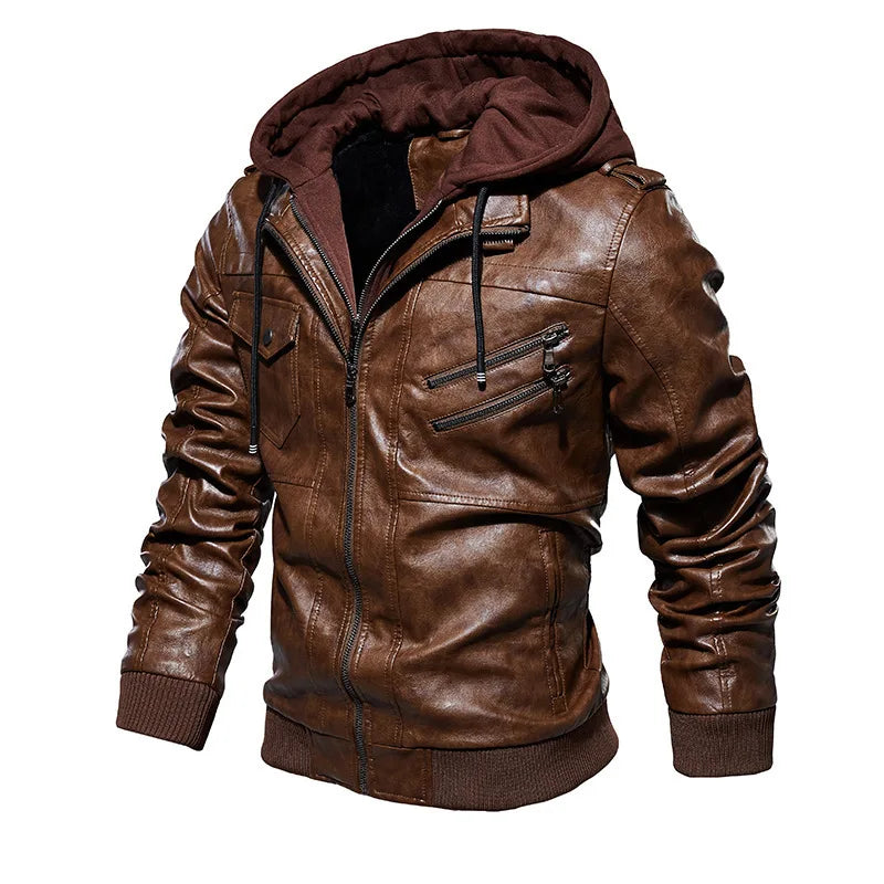 Veste effet cuir à capuche