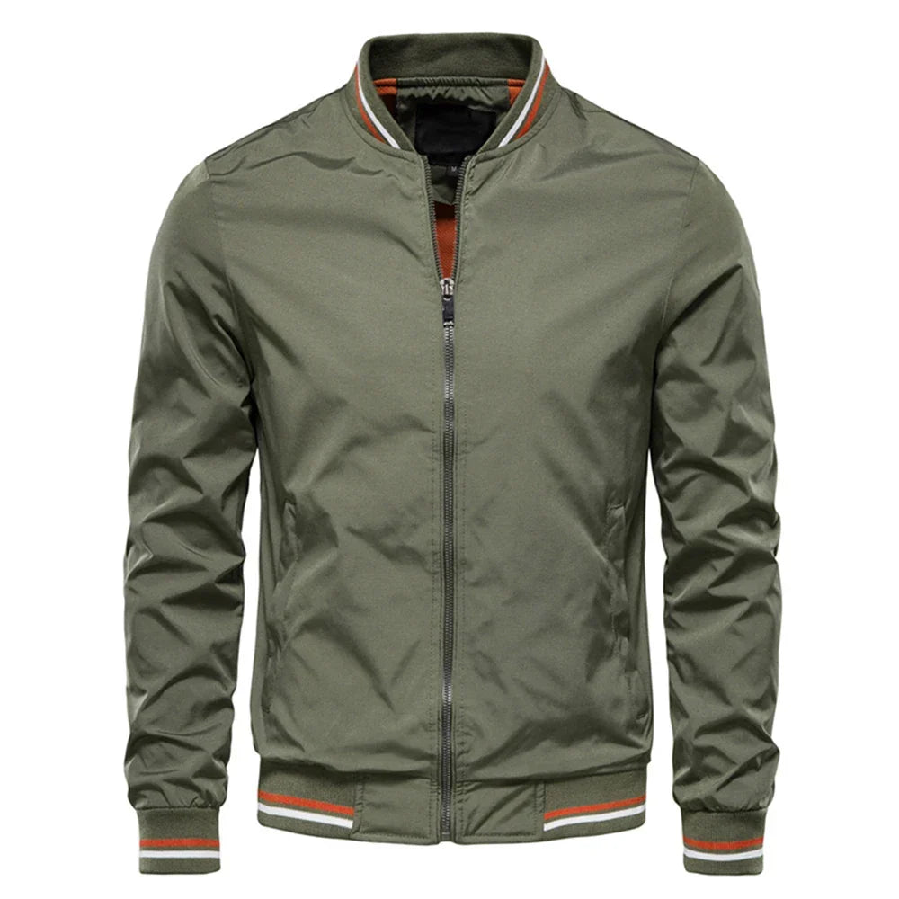 Veste zippée col montant bandes contrastées
