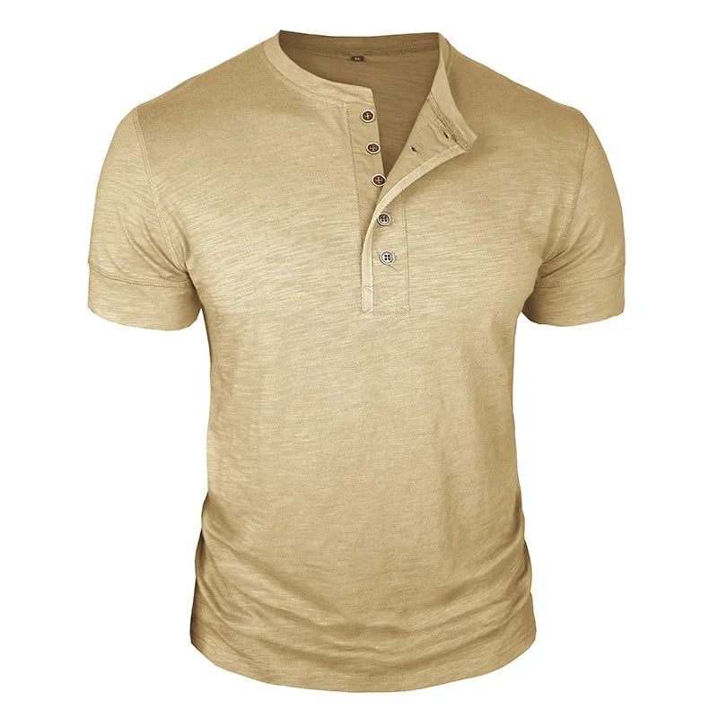 T-shirt col tunisien boutonné