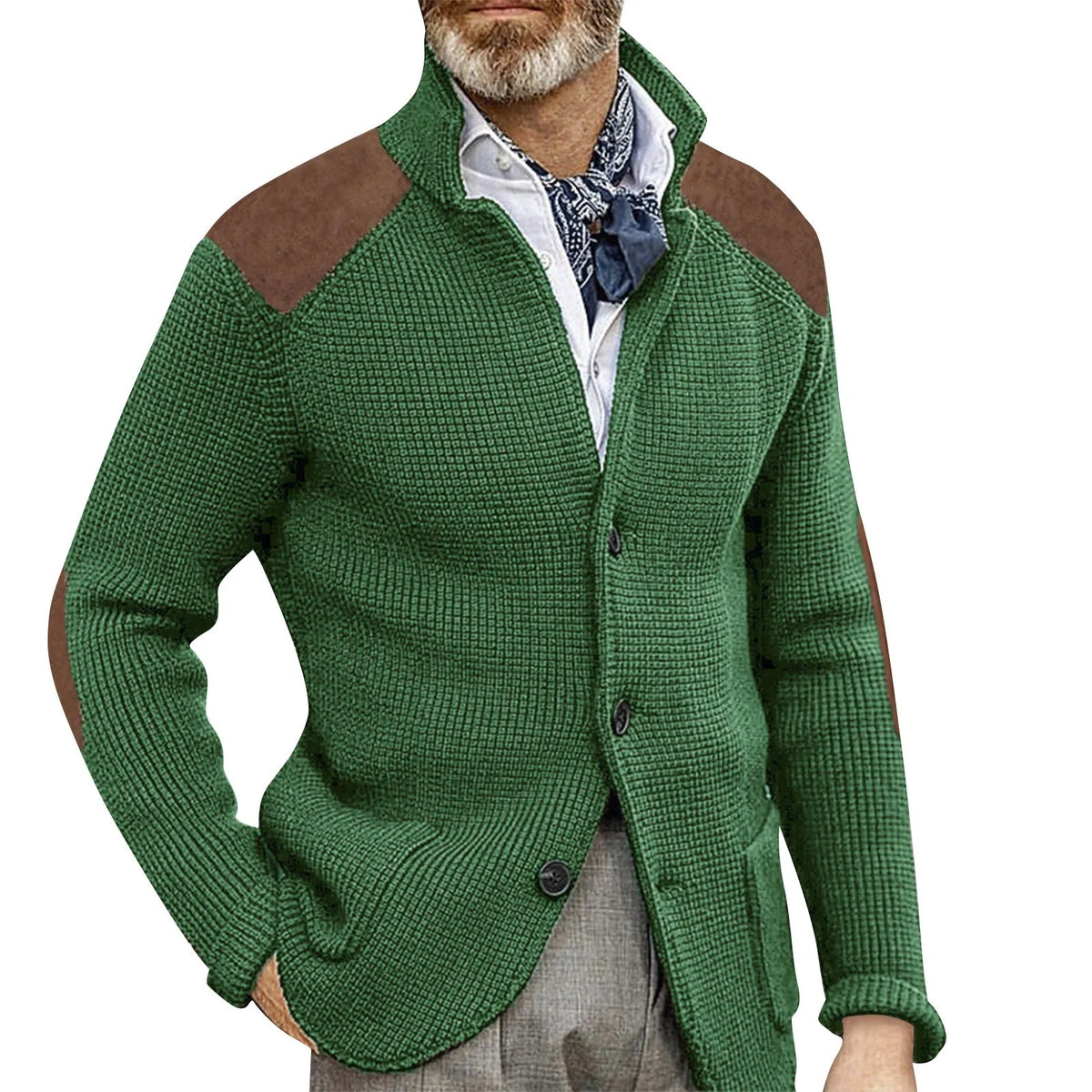 Veste en maille à empiècements aspect daim