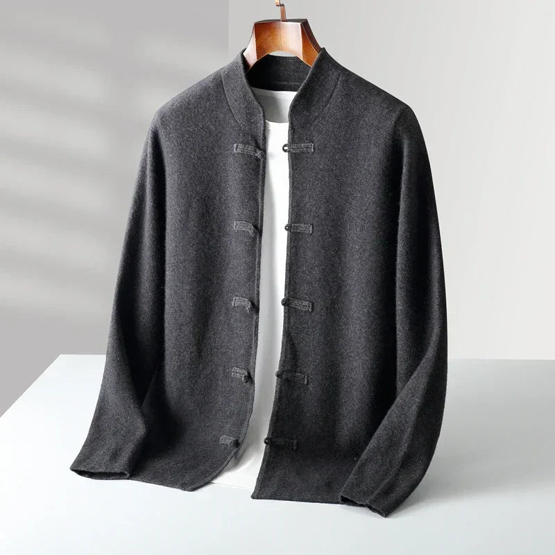 Cardigan boutonné à col montant