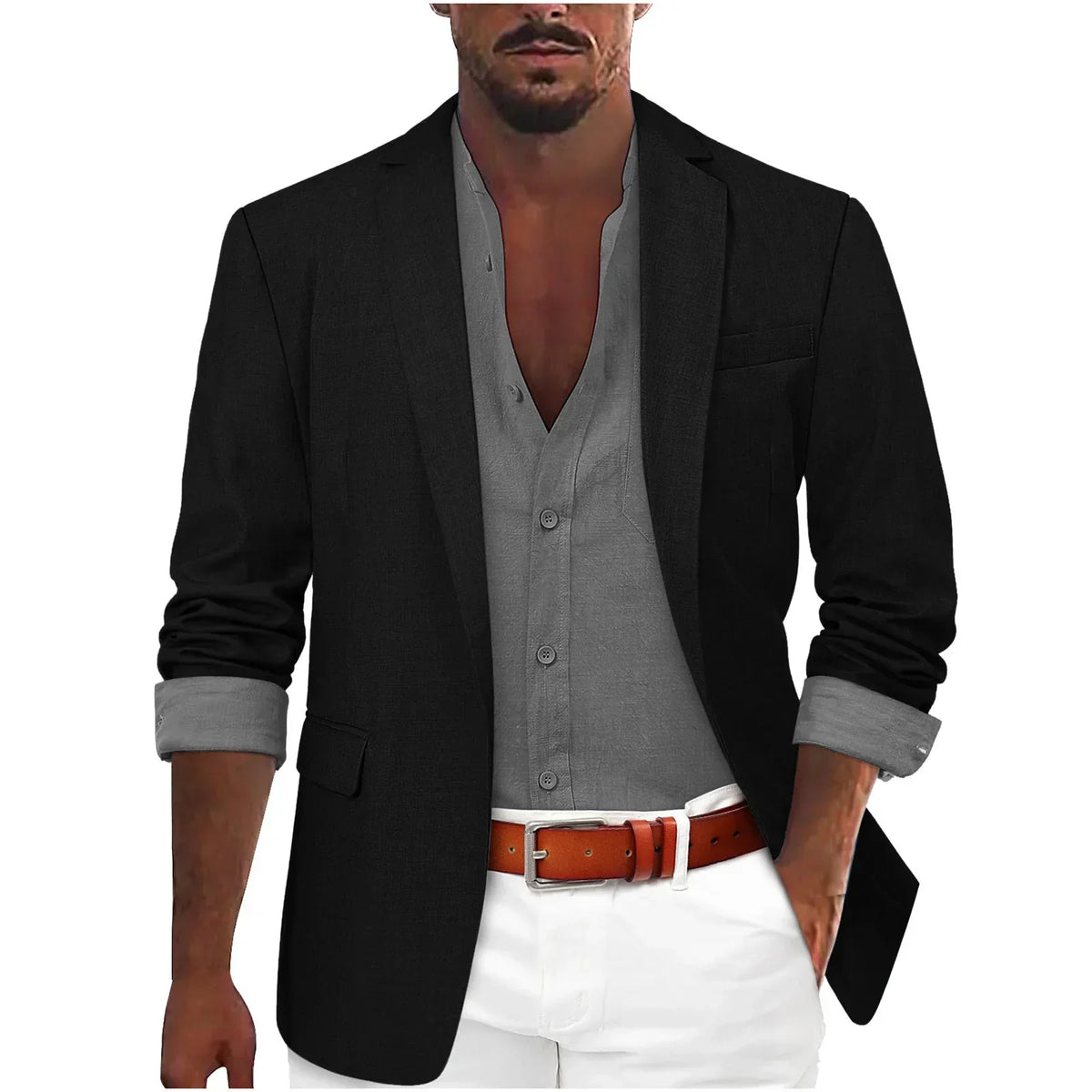 Blazer d'été col cranté poches à rabat