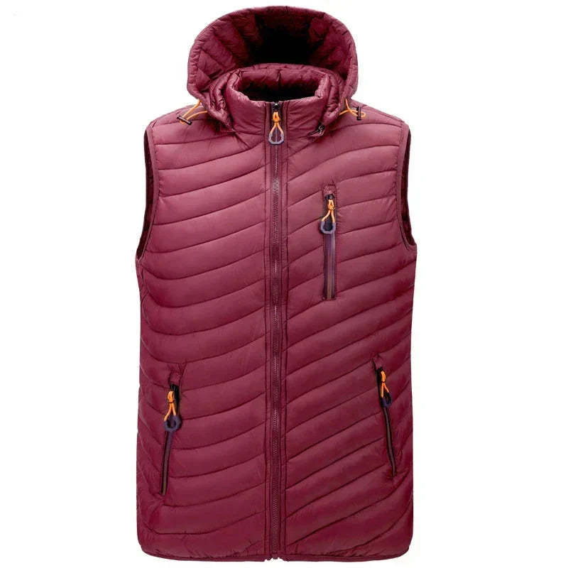 Gilet rembourré sans manches à capuche