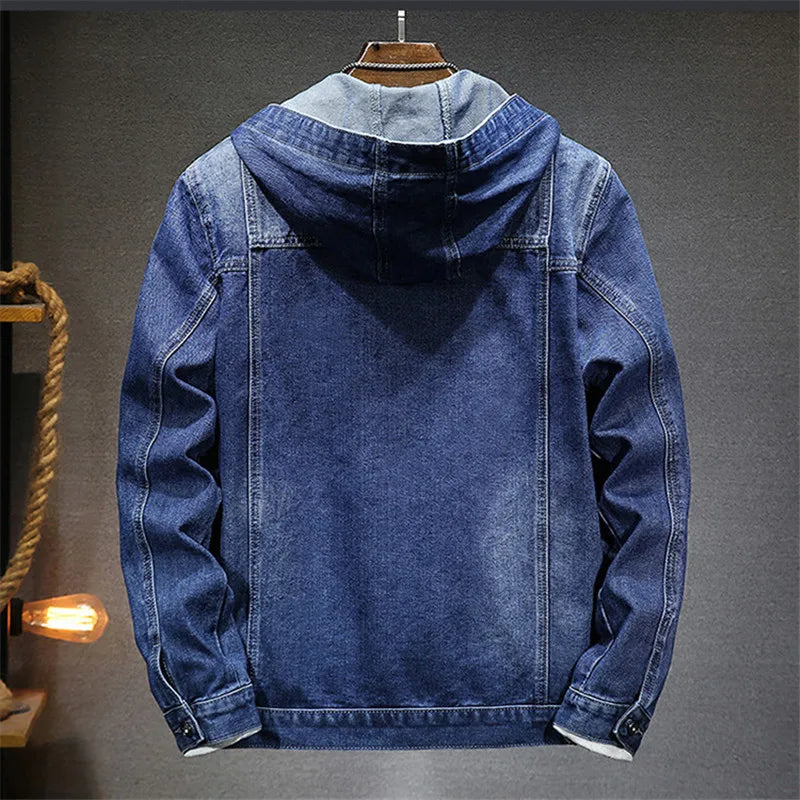 Veste en jean à capuche boutonnée