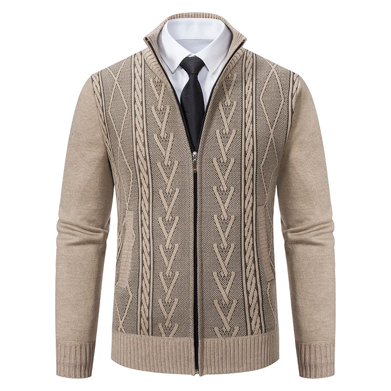Gilet zippé col montant maille torsadée