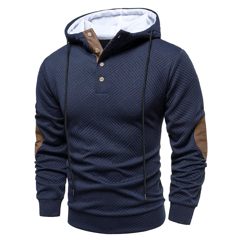 Pull à capuche texturé coudières aspect daim