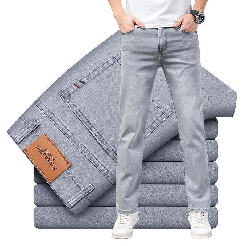 Pantalon d'été droit léger gris clair
