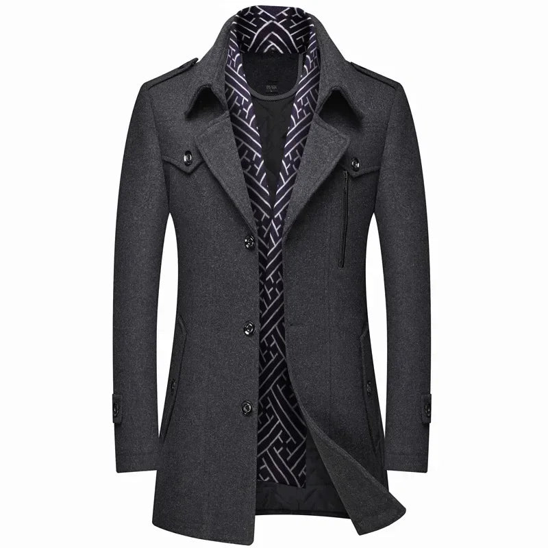 Manteau mi-long aspect lainage avec écharpe