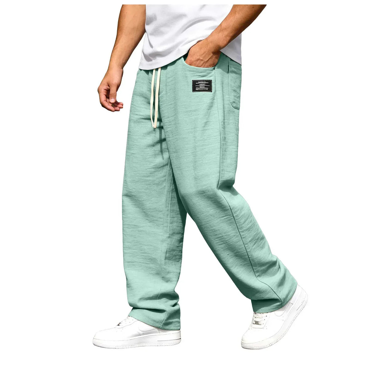 Pantalon droit ample à taille cordon