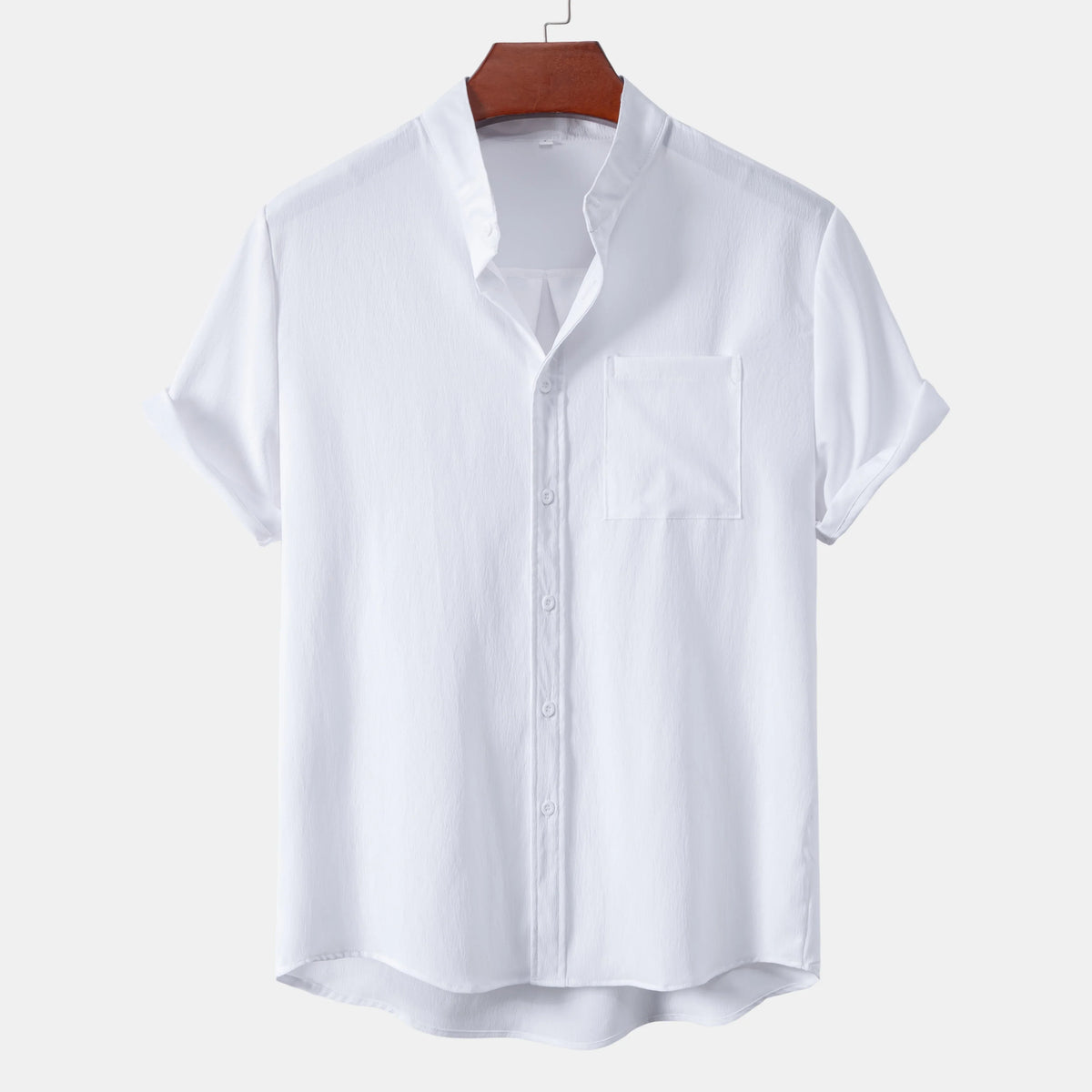 Chemise manches courtes à col montant