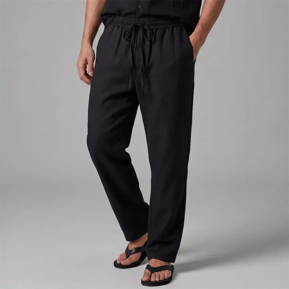 Pantalon aspect lin coupe classique