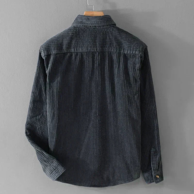 Chemise en velours côtelé coupe ajustée boutonnée homme – Fréhel