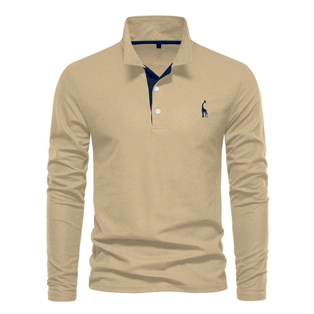 Polo manches longues à patte contrastée