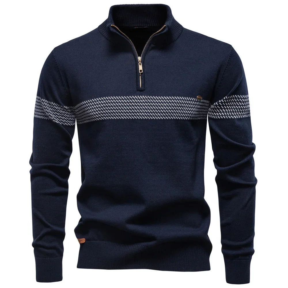Pull demi-zip en maille torsadée