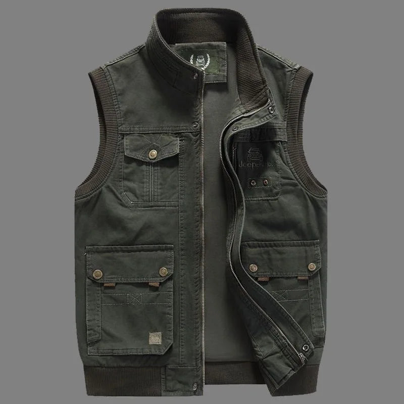 Gilet sans manches kaki esprit plein air