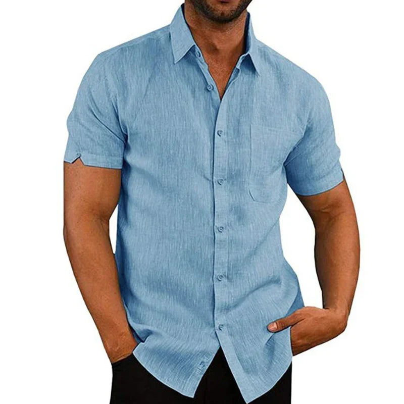 Chemise d'été aspect lin poche poitrine