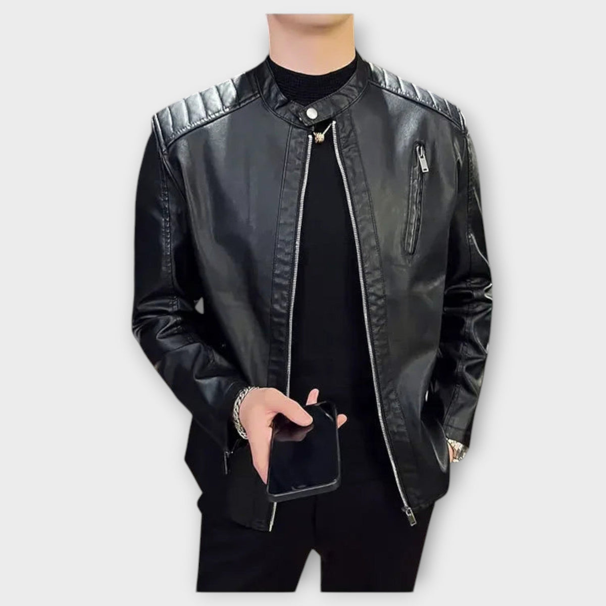 Blouson effet cuir esprit motard
