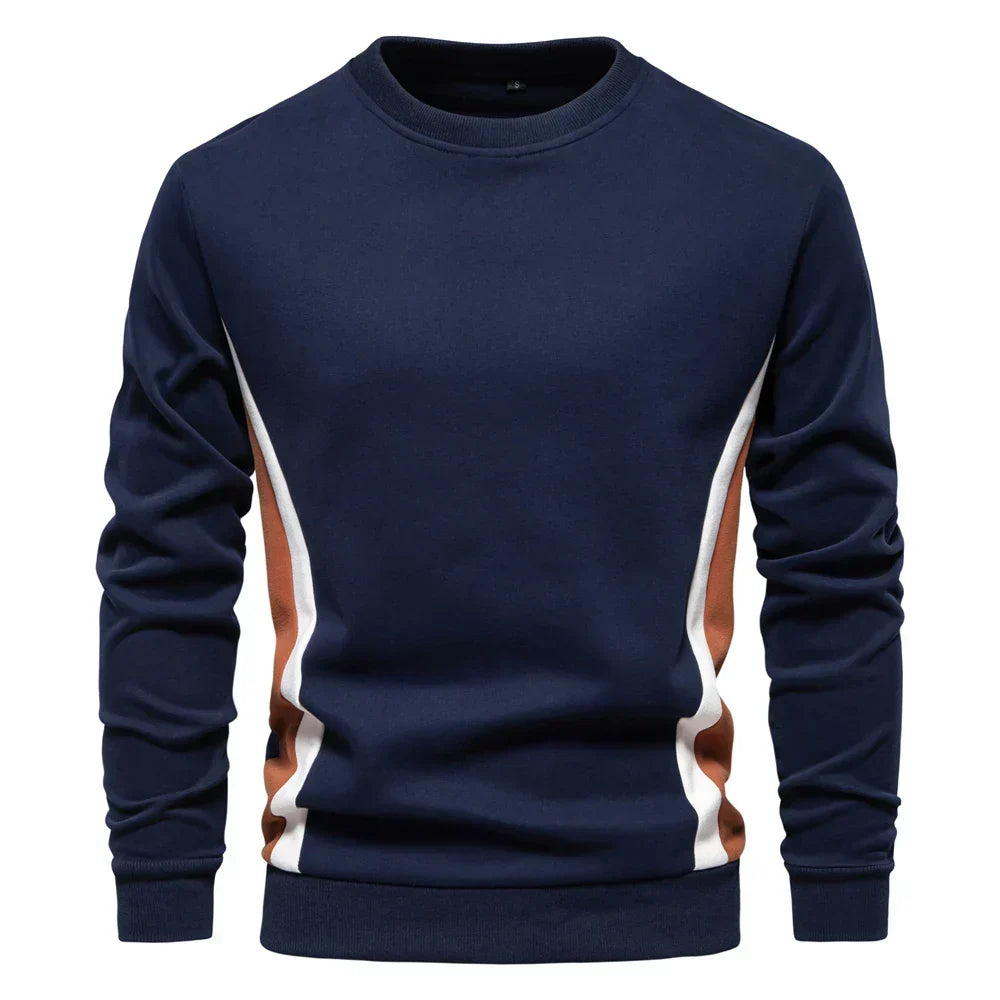 Pull col rond bandes latérales contrastées