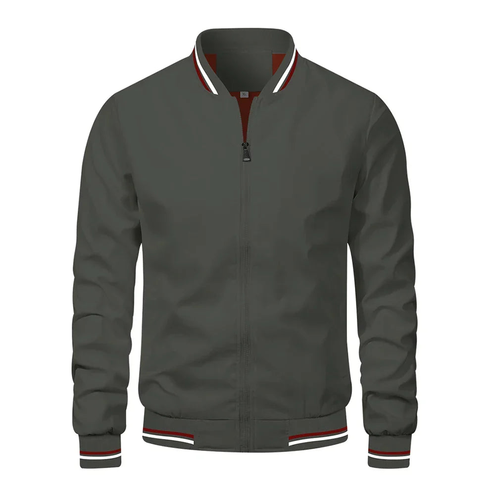 Veste zippée col montant bandes contrastées
