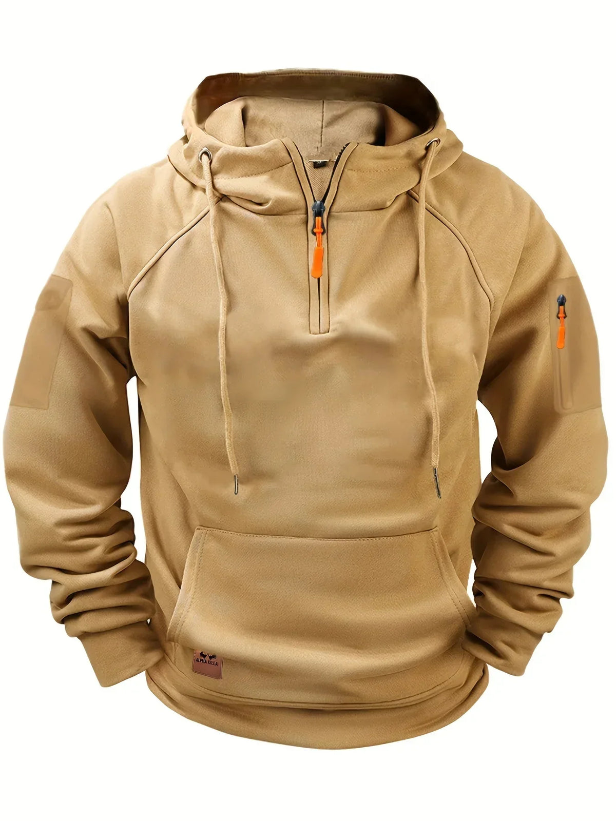Sweat à capuche demi-zip poche kangourou