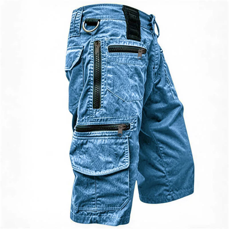 Short cargo aspect délavé à poches zippées