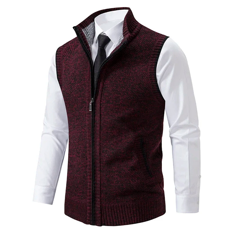 Gilet sans manches en maille zippé