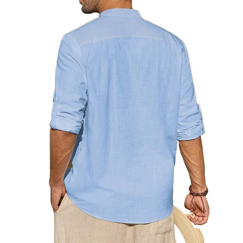 Chemise à encolure henley boutonnée