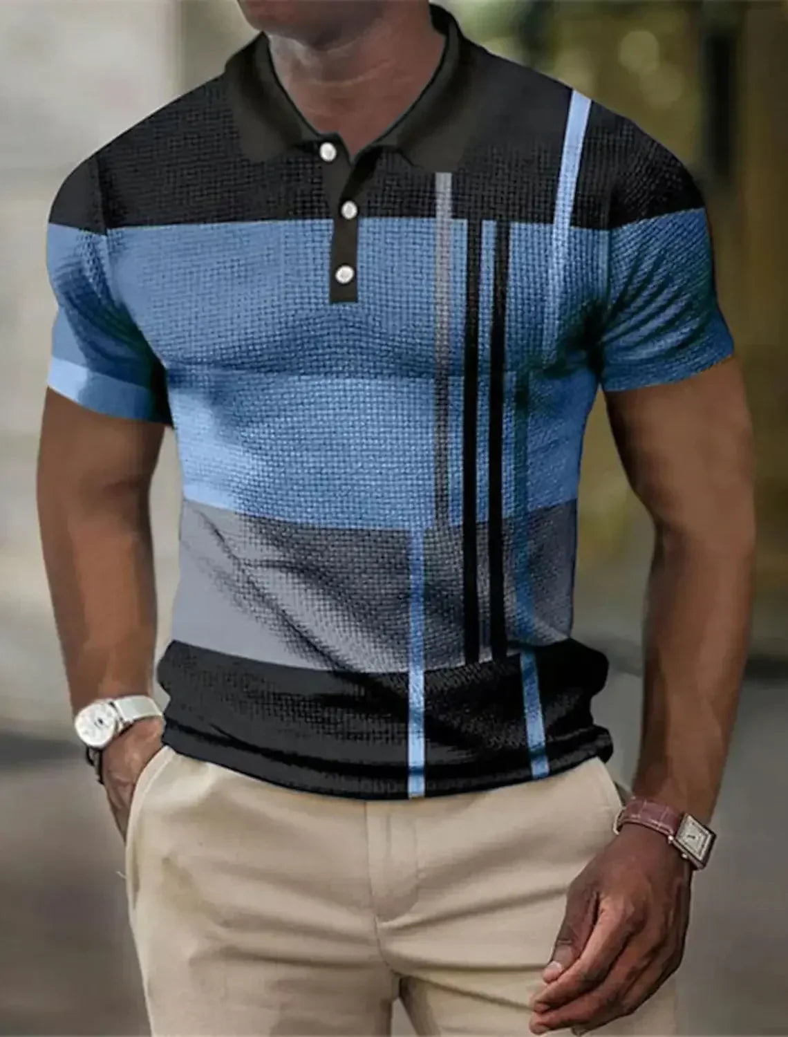 Polo à rayures col boutonné