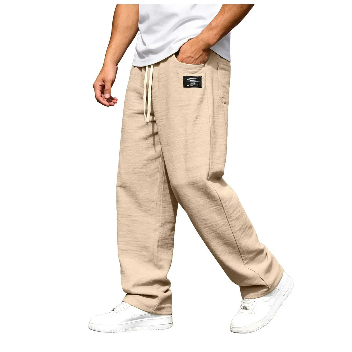 Pantalon droit ample à taille cordon