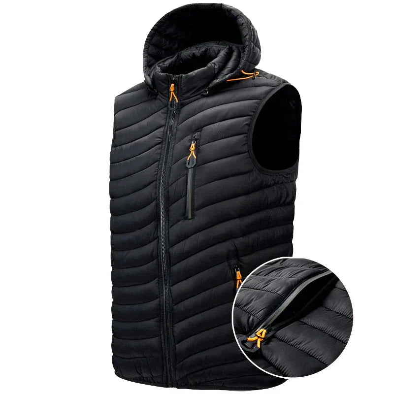Gilet rembourré sans manches à capuche