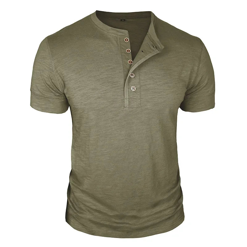 T-shirt col tunisien boutonné