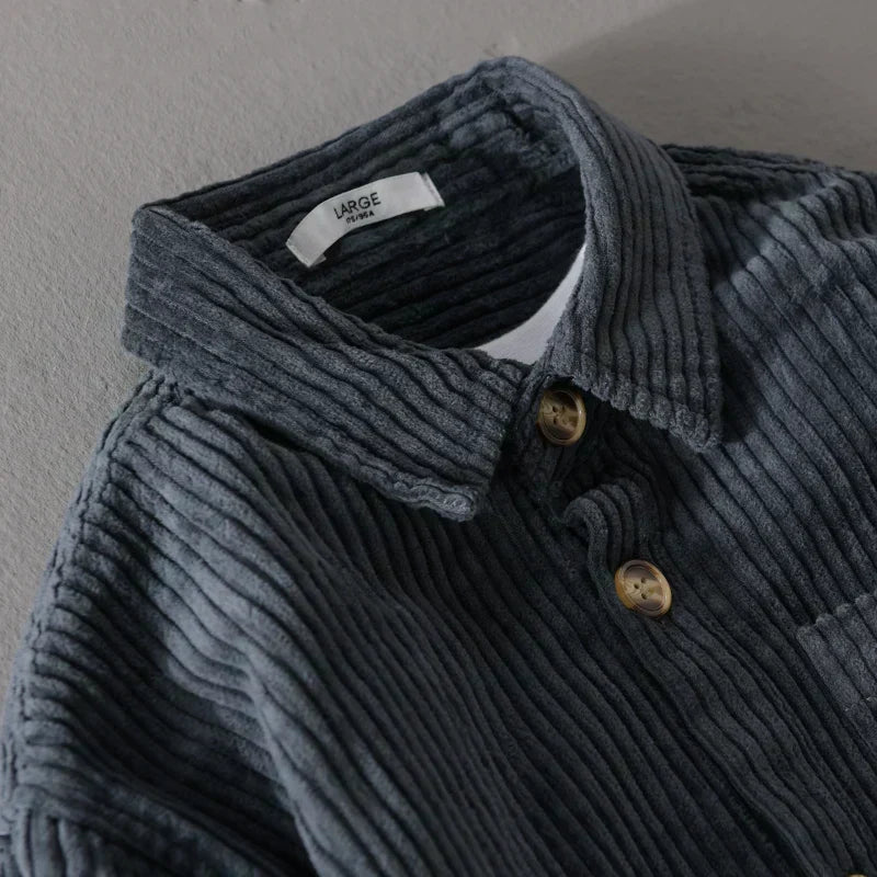 Chemise en velours côtelé coupe ajustée boutonnée homme – Fréhel
