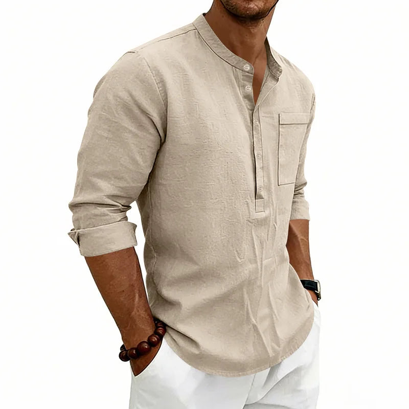 Chemise d'été col ouvert poche poitrine