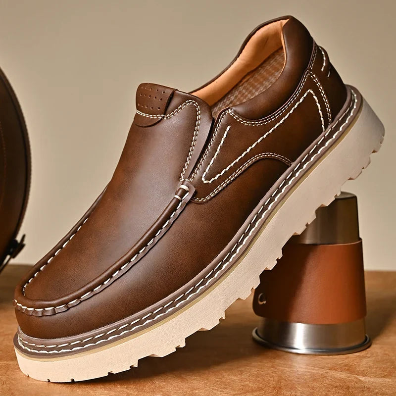 Mocassins effet cuir à coutures apparentes