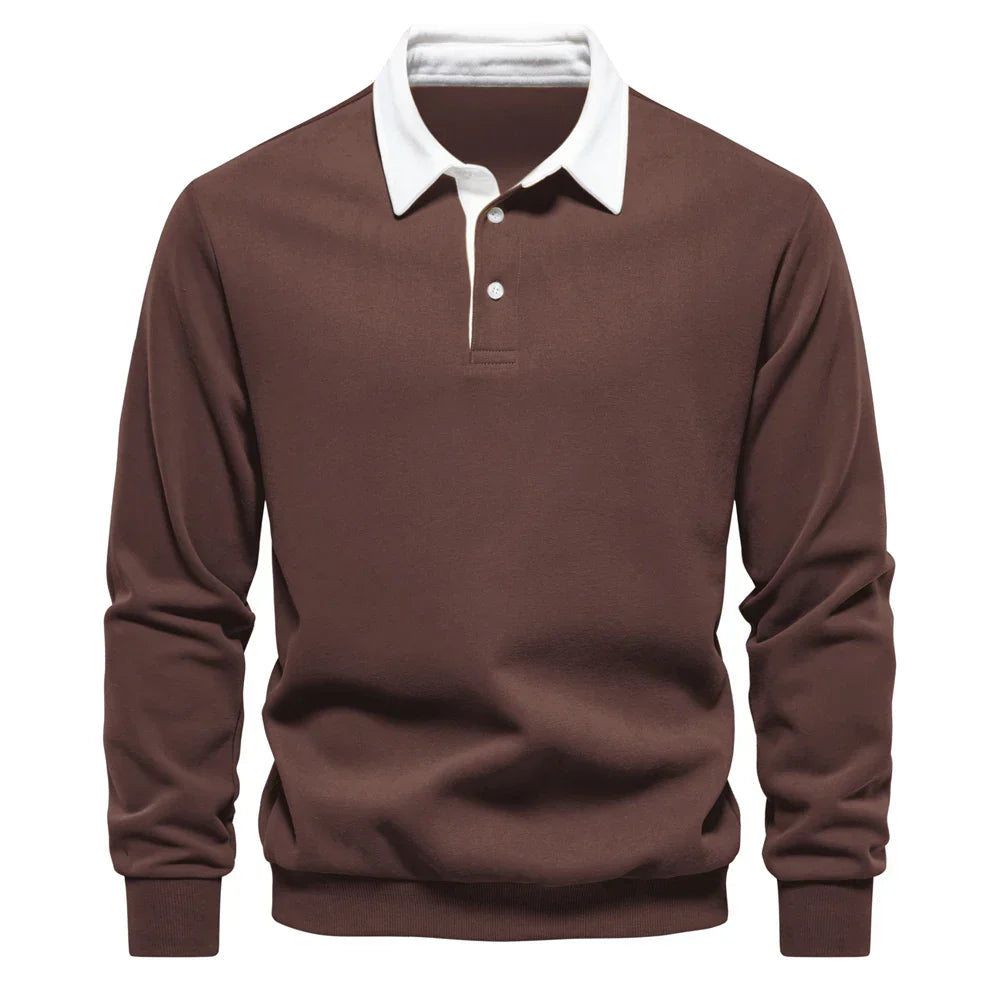 Sweat polo à col blanc contrasté