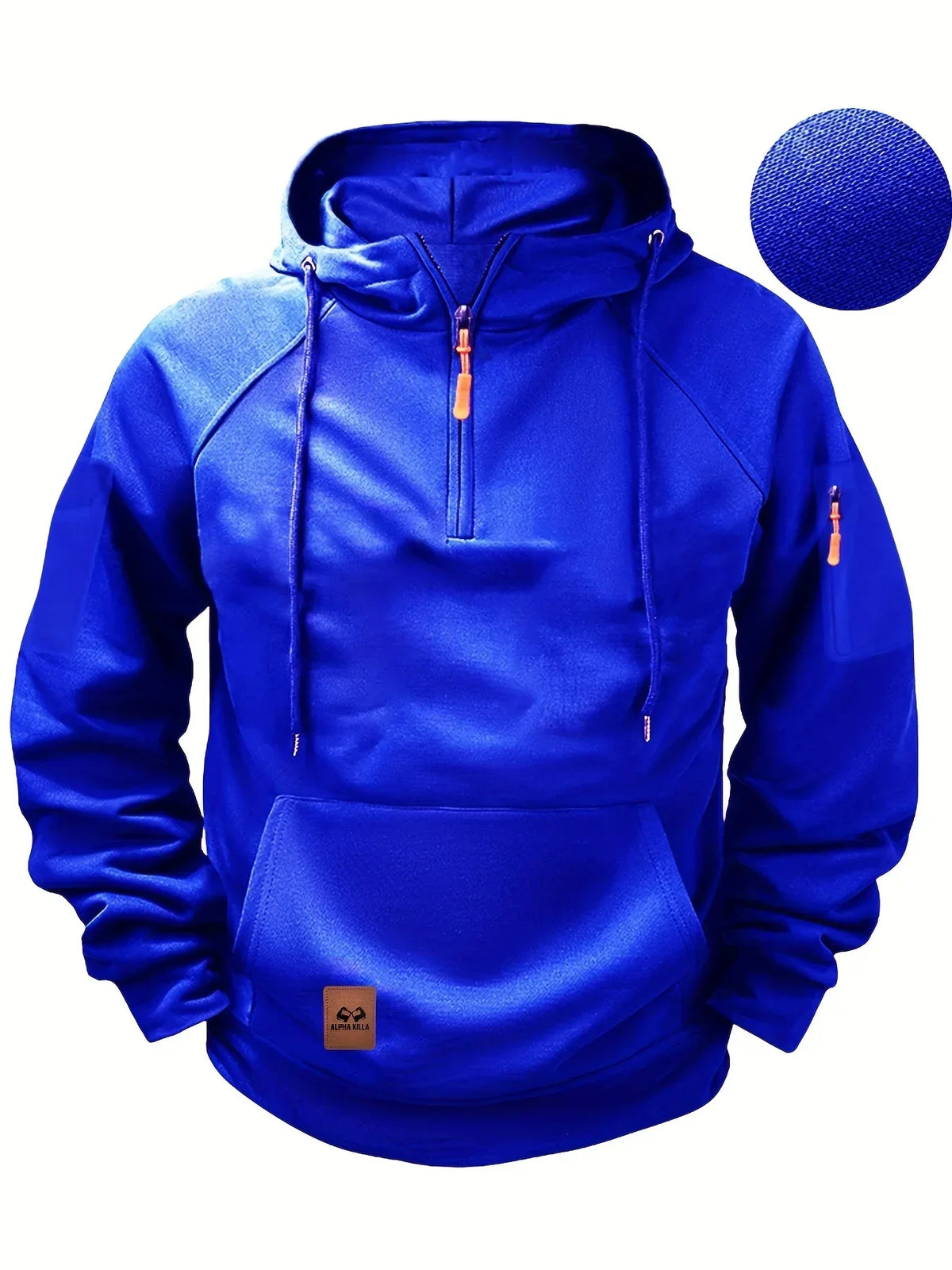Sweat à capuche demi-zip poche kangourou