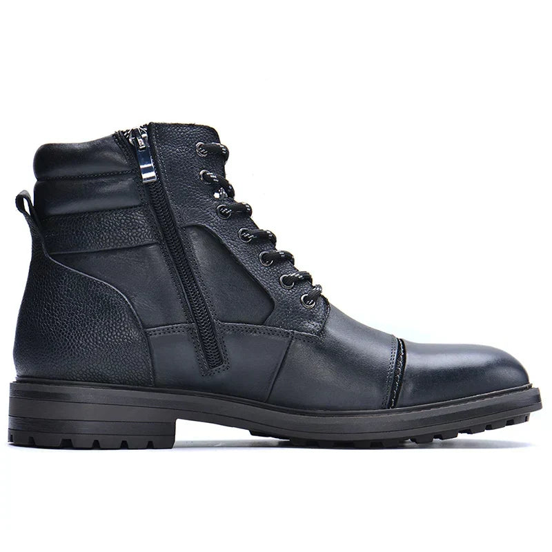 Bottines en cuir lacées à zip latéral semelle robuste homme – Concarneau