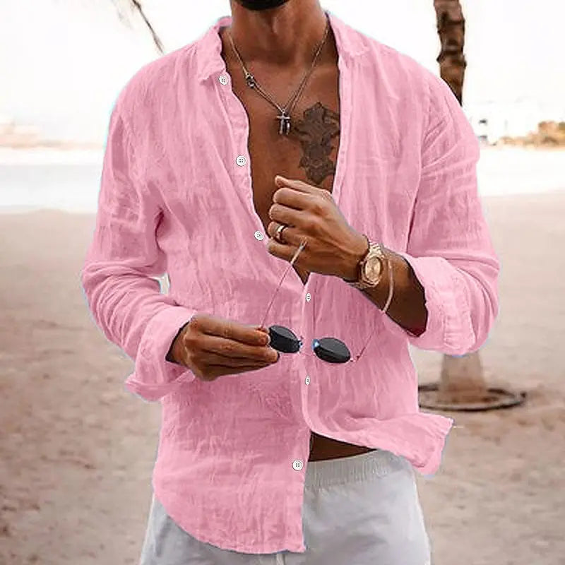 Chemise en lin manches longues décontractée pour les beaux jours homme – Merville