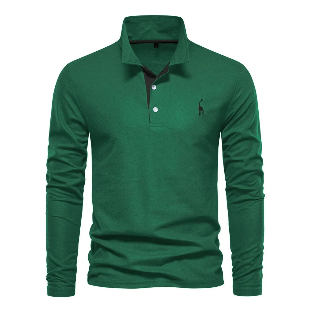 Polo manches longues à patte contrastée