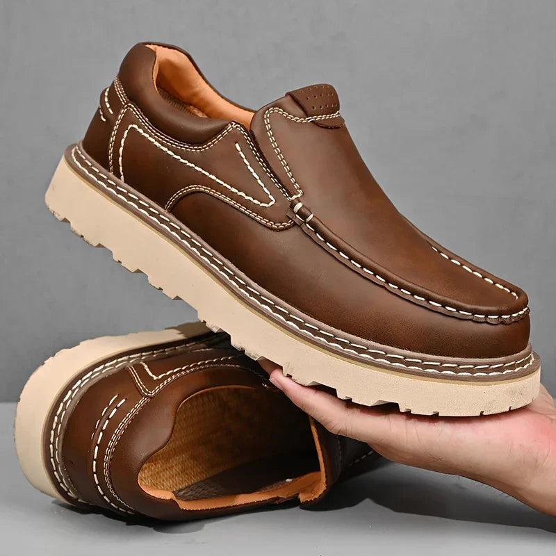 Mocassins effet cuir à coutures apparentes