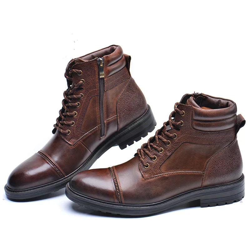 Bottines en cuir lacées à zip latéral semelle robuste homme – Concarneau
