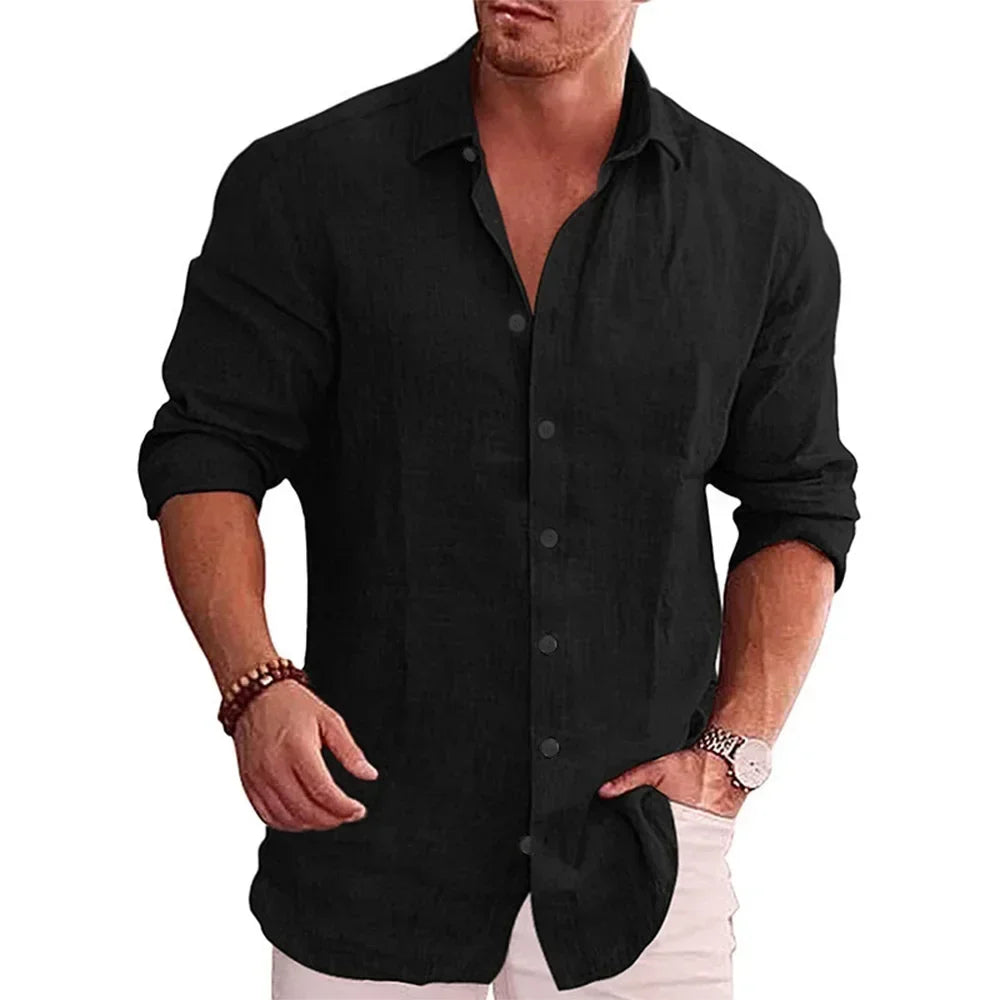 Chemise aspect lin manches longues