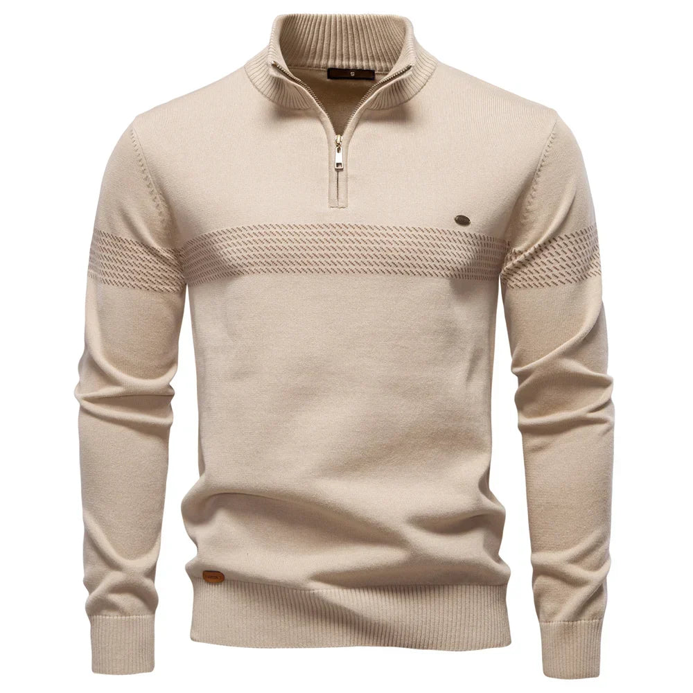 Pull demi-zip en maille torsadée