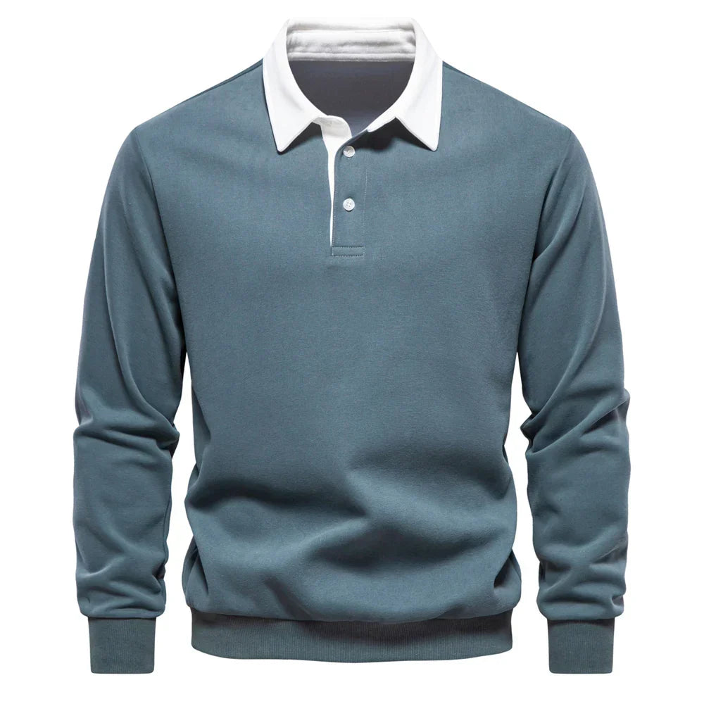 Sweat polo à col blanc contrasté