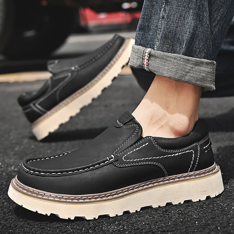 Mocassins effet cuir à coutures apparentes