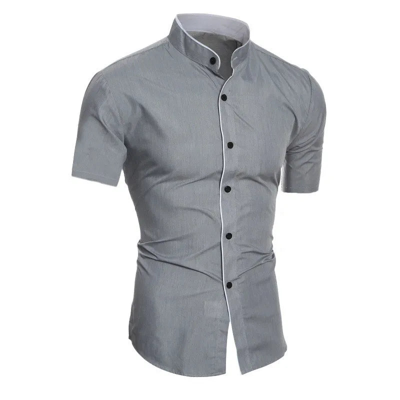 Chemise manches courtes à col montant