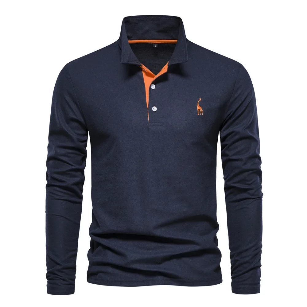 Polo manches longues à patte contrastée